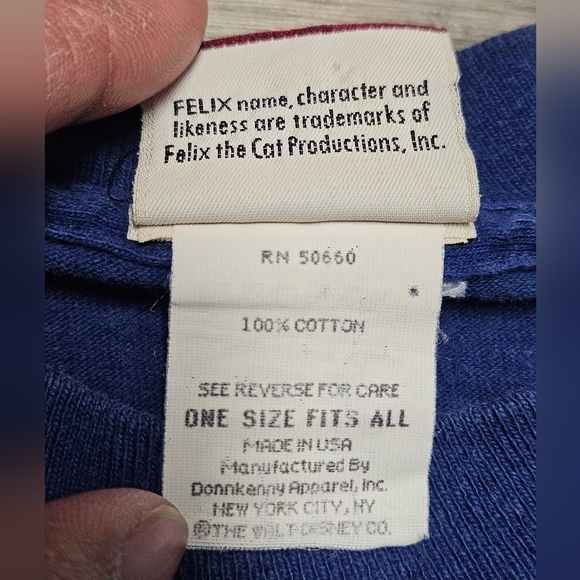 Vintage 90s Felix The Cat Blue T-shirt XL Disney Single Stitched Embroidered USA - Picture 5 of 9